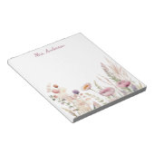 Bloc-note Nom floral rose enseignant (Incliné)