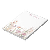 Bloc-note Nom floral rose enseignant (Tourné)