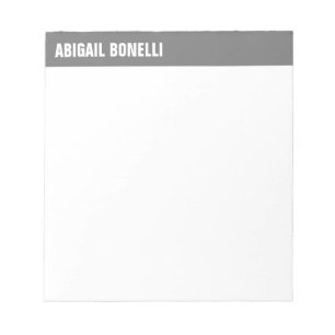 Bloc-note Nom gras minimaliste professionnel chic gris blanc