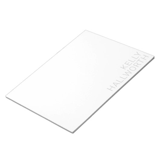 Bloc-note Nom gris clair moderne en blanc (Incliné)