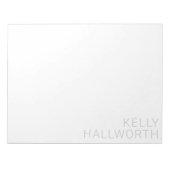 Bloc-note Nom gris clair moderne en blanc (Devant)