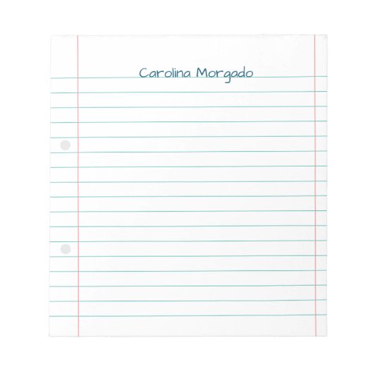 Bloc-note Nom Linked Back School Ruled Papier Enseignant Étu (Devant)