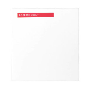 Bloc-note Nom minimaliste moderne unique rouge blanc
