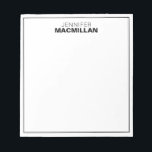 Bloc-note Nom moderne Monogramme encadré noir personnalisé<br><div class="desc">Ce bloc-notes moderne dispose d'un simple monogramme à deux lignes et d'un cadre mince. Utilisez le formulaire modèle pour ajouter votre personnalisation.</div>