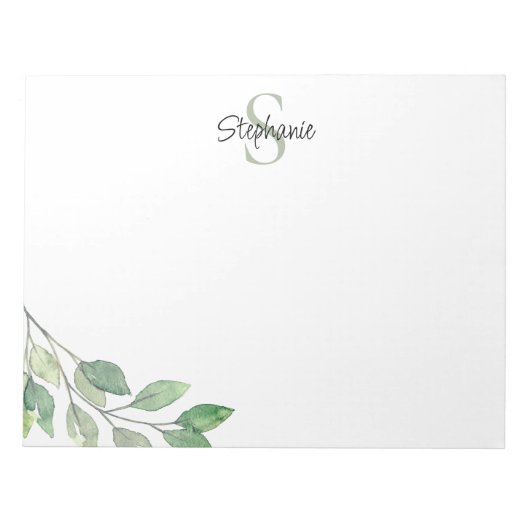 Bloc-note Nom Monogramme Aquarelle (Devant)