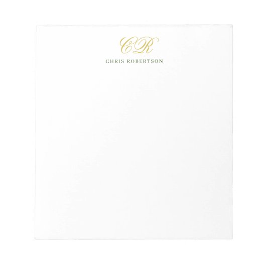 Bloc-note Nom monogramme de calligraphie couleur or noir bla (Devant)