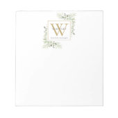 Bloc-note Nom monogramme de verdure élégant (Devant)