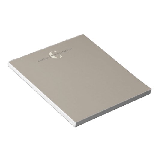 Bloc-note Nom Monogramme élégant Chic Rustic Taupe (Incliné)