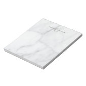 Bloc-note Nom monogramme élégant en marbre gris blanc (Tourné)