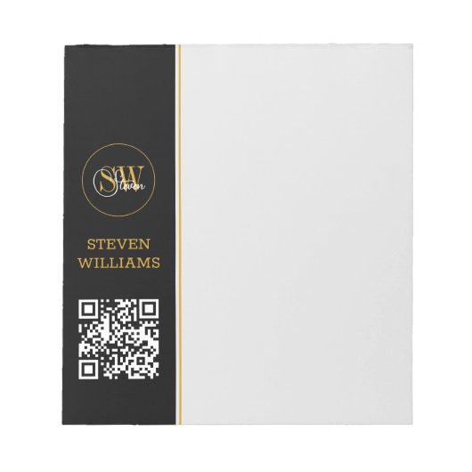 Bloc-note Nom monogramme et signature moderne / code QR (Devant)