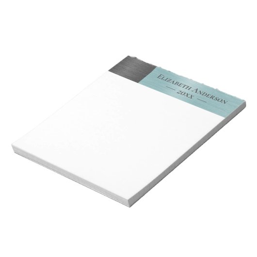 Bloc-note Nom Monogramme Moderne Métal Brossé (Tourné)