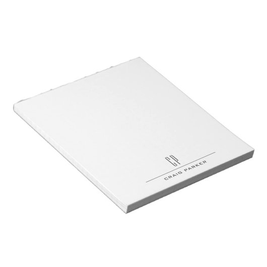 Bloc-note Nom Monogramme Moderne Professionnel Simple Minima (Incliné)