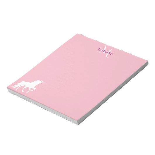 Bloc-note Nom monogramme rose Unicorn  (Tourné)