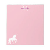 Bloc-note Nom monogramme rose Unicorn  (Devant)