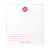 Bloc-note Nom Monogramme Simplement Élégant avec Ligne Rouge (Devant)