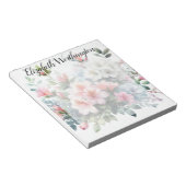 Bloc-note Nom monogramme sur Fleurs à l'aquarelle en pastels (Incliné)