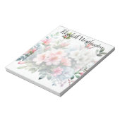Bloc-note Nom monogramme sur Fleurs à l'aquarelle en pastels (Tourné)