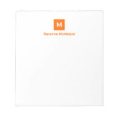 Bloc-note Nom Monogramme Tendance Chic Moderne Orange Couche (Devant)