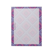 Bloc-note Nom Motif Carrés Damier Diamant Rose Violet (Tourné)