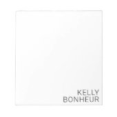 Bloc-note Nom noir moderne en blanc (Devant)