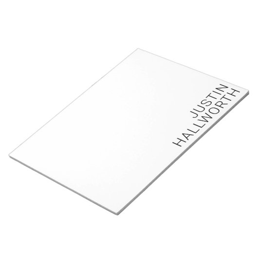 Bloc-note Nom Noir Moderne sur Fond Blanc (Incliné)