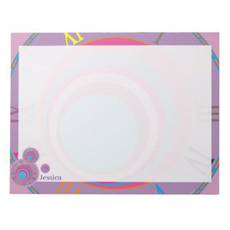 Bloc-note Nom Numéros Romains Horloge rose violet bleu Fille