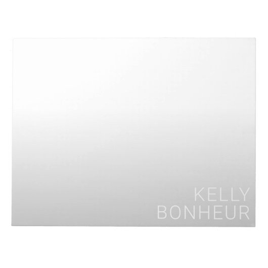 Bloc-note Nom personnalisable moderne | Dégradé gris (Devant)