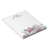 Bloc-note Nom Personnalisé Aquarelle Fleurs Floral Une Note  (Incliné)
