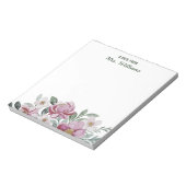 Bloc-note Nom Personnalisé Aquarelle Fleurs Floral Une Note  (Tourné)
