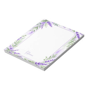 Bloc-note Nom personnalisé aquarelle lavande