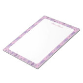 Bloc-note Nom personnalisé avec une bordure florale rose élé (Incliné)
