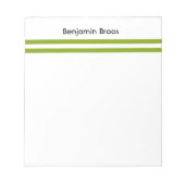 Bloc-note Nom personnalisé bandes vert et blanc (Devant)