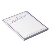 Bloc-note Nom Personnalisé Blanc Violet Du Bureau De (Incliné)