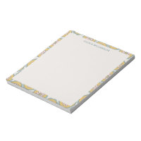 Nom personnalisé Bordure florale pastel jaune