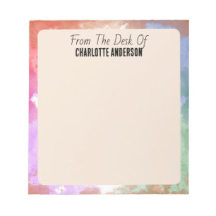 Bloc-note Nom personnalisé bordure géométrique minimaliste