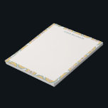 Bloc-note Nom personnalisé Bordure jaune floral pastel<br><div class="desc">Éclairez votre bureau ou donnez une touche attentionnée avec ce charmant bloc-notes personnalisé. Doté d'une délicate bordure fleurie jaune et rose, il est parfait pour noter des notes, des rappels ou des listes quotidiennes. Personnalisable avec un nom en haut, ce bloc-notes allie fonctionnalité et élégance florale, idéal pour les enseignants,...</div>
