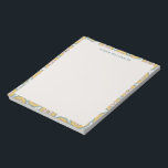 Bloc-note Nom personnalisé Bordure jaune floral pastel<br><div class="desc">Éclairez votre bureau ou donnez une touche attentionnée avec ce charmant bloc-notes personnalisé. Doté d'une délicate bordure fleurie jaune et rose, il est parfait pour noter des notes, des rappels ou des listes quotidiennes. Personnalisable avec un nom en haut, ce bloc-notes allie fonctionnalité et élégance florale, idéal pour les enseignants,...</div>