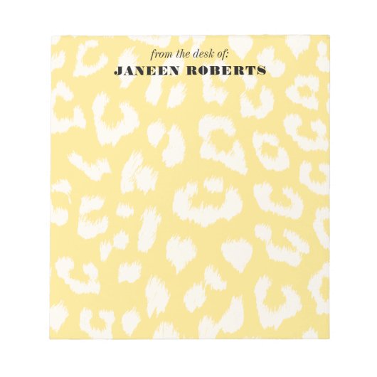 Bloc-note Nom personnalisé Bouton Empreinte de léopard jaune (Devant)