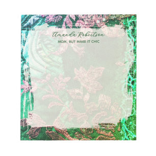 Bloc-note Nom personnalisé Citation Maman Chic Élégant Rose