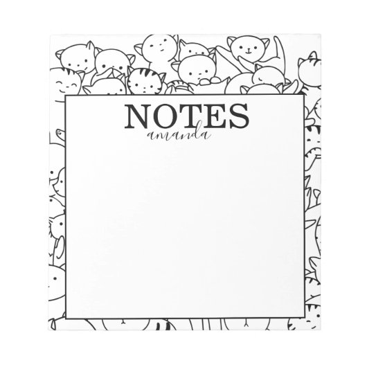 Bloc-note Nom personnalisé Cute Chats (Devant)