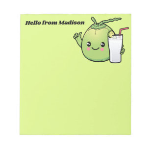 Bloc-note Nom personnalisé Cute Coconut