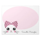 Bloc-note Nom personnalisé Cute face de chat (Devant)