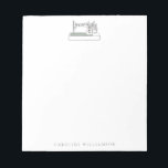 Bloc-note Nom personnalisé de la chaîne de machine à coudre<br><div class="desc">Dessin d'art de ligne de machine à coudre simple Nom personnalisé Bloc-notes</div>