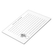 Bloc-note Nom personnalisé du Fleur sauvage noir et blanc li (Incliné)