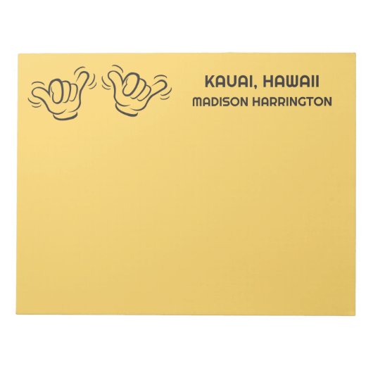 Bloc-note Nom personnalisé, emplacement et couleur Shaka (Devant)