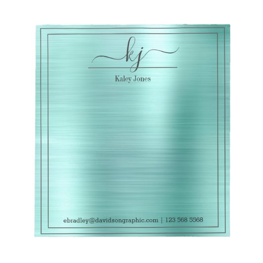 Bloc-note Nom personnalisé en métal turquoise | À Partir Du (Devant)