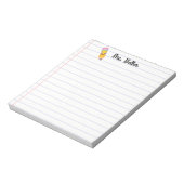 Bloc-note Nom personnalisé Enseignant Cute Smiling Crayon (Tourné)