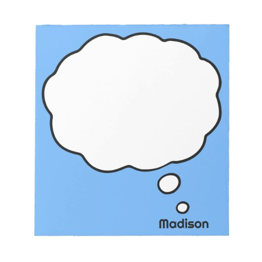 Bloc-note Nom personnalisé et bulle de pensée couleur (Devant)