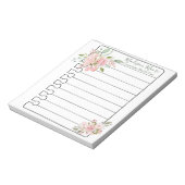 Bloc-note Nom Personnalisé Floral Roses Botanique (Tourné)