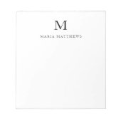 Bloc-note Nom personnalisé minimal professionnel monogramme (Devant)